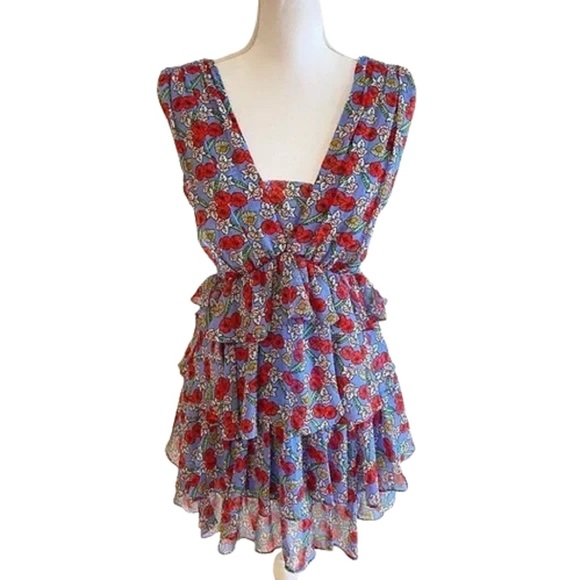 Disney Womens Through The Looking Glass Flower Ruffle Dress Size Small - Picture 1 of 4